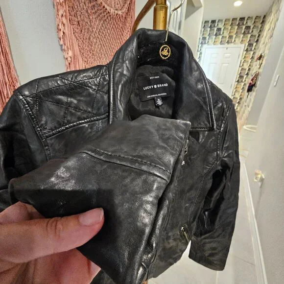 Black Leather Lucky Brand Jacket - Picture 6 of 11